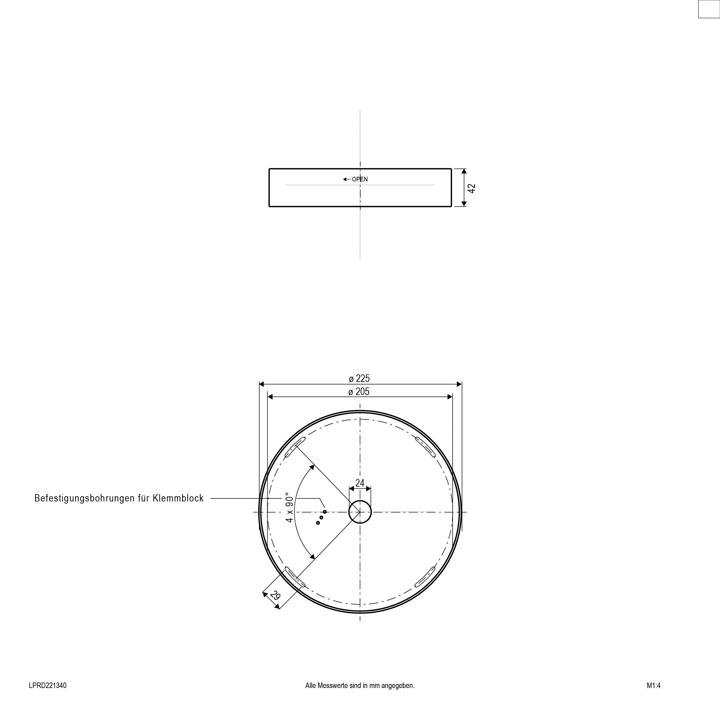 EVN LED Panel Edelstahl Optik rund 225x42mm 24W 4000K 2100lm >80° 220-240V IP20