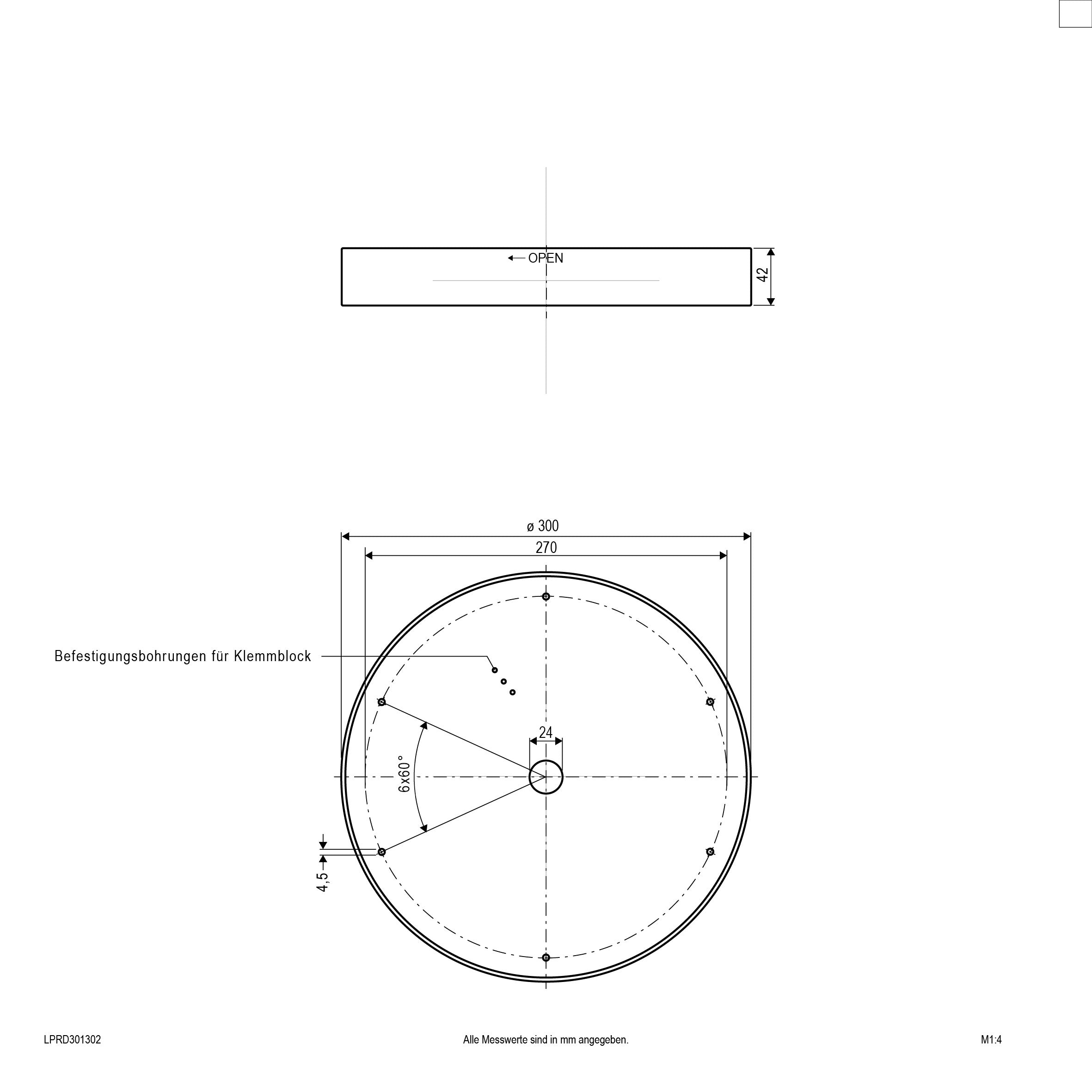 EVN LED Panel Edelstahl Optik rund 300x42mm 30W 3000K 2250lm >80° 220-240V IP20