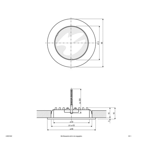 EVN LED Leuchte grau rund 68x18mm 3W 3000K 275lm >80° IP20