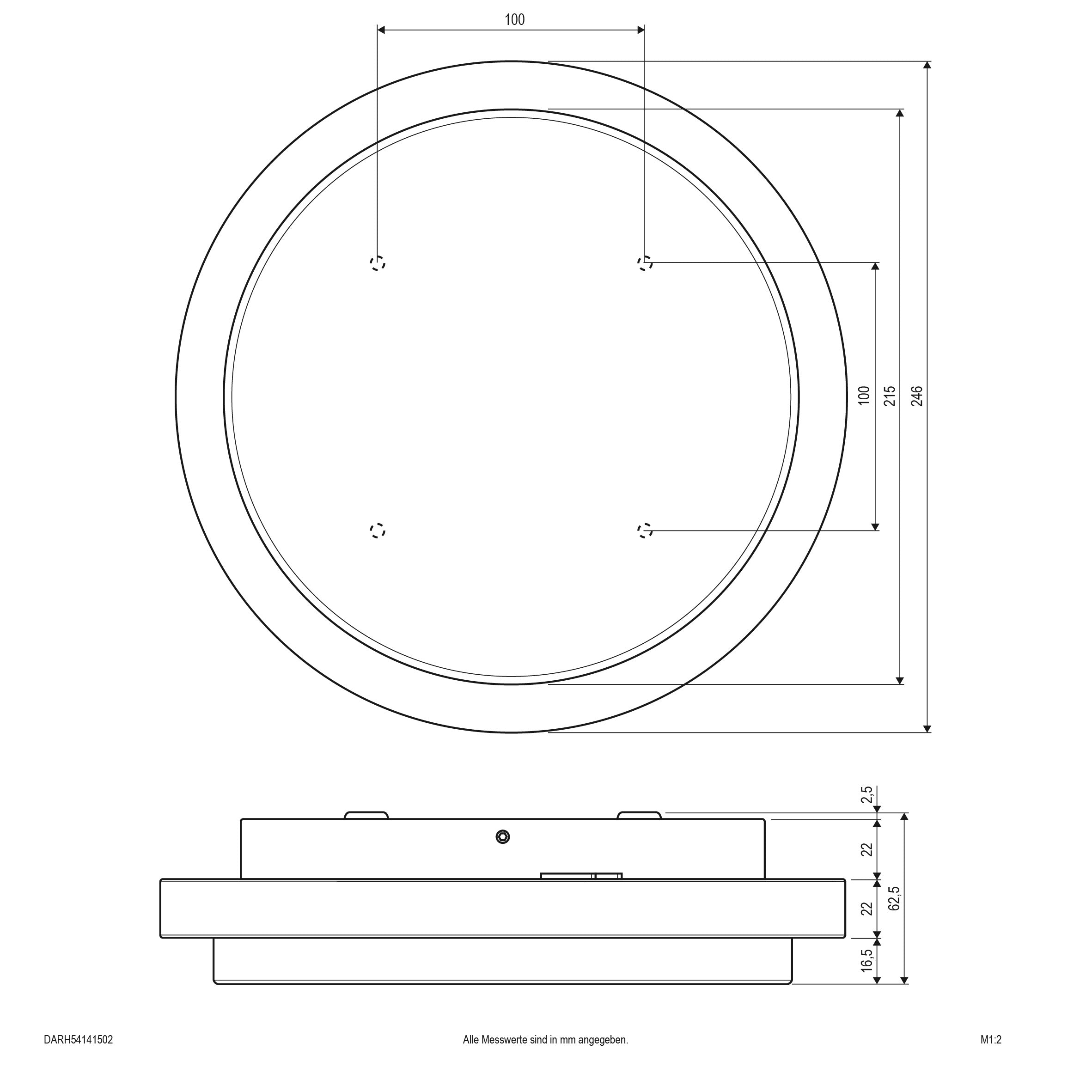 EVN LED Leuchte anthrazit rund 246x65mm 14W 3000K 1362lm >80° 100-240V IP54
