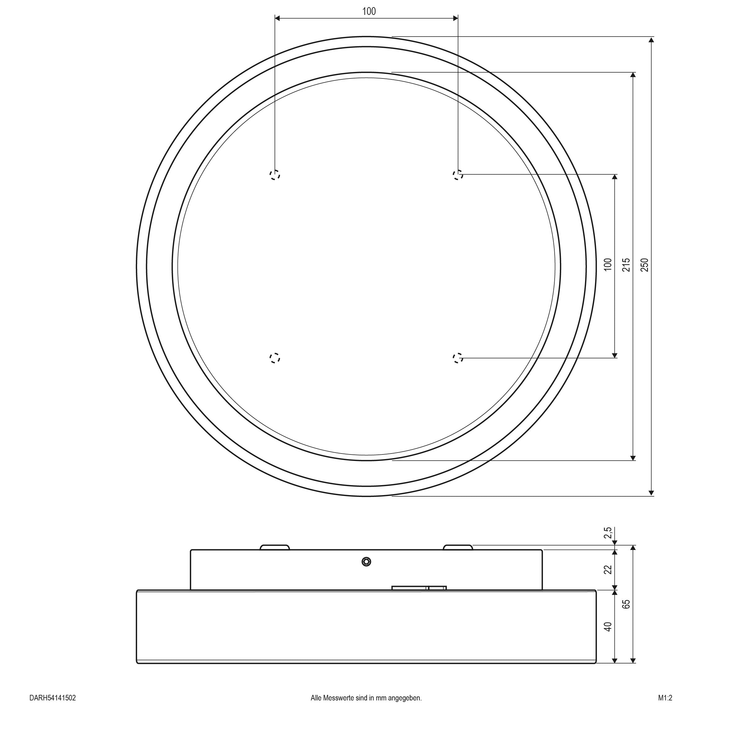EVN LED Leuchte anthrazit rund 250x65mm 14W 3000K 1205lm >80° 100-240V IP54