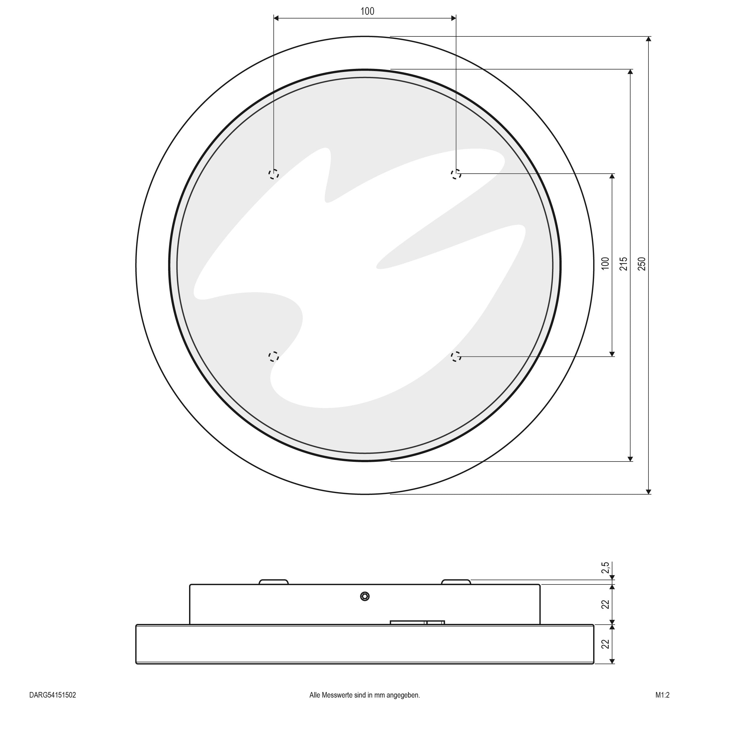 EVN LED Leuchte anthrazit rund 250x46mm 15W 3000K 960lm >80° 100-240V IP54