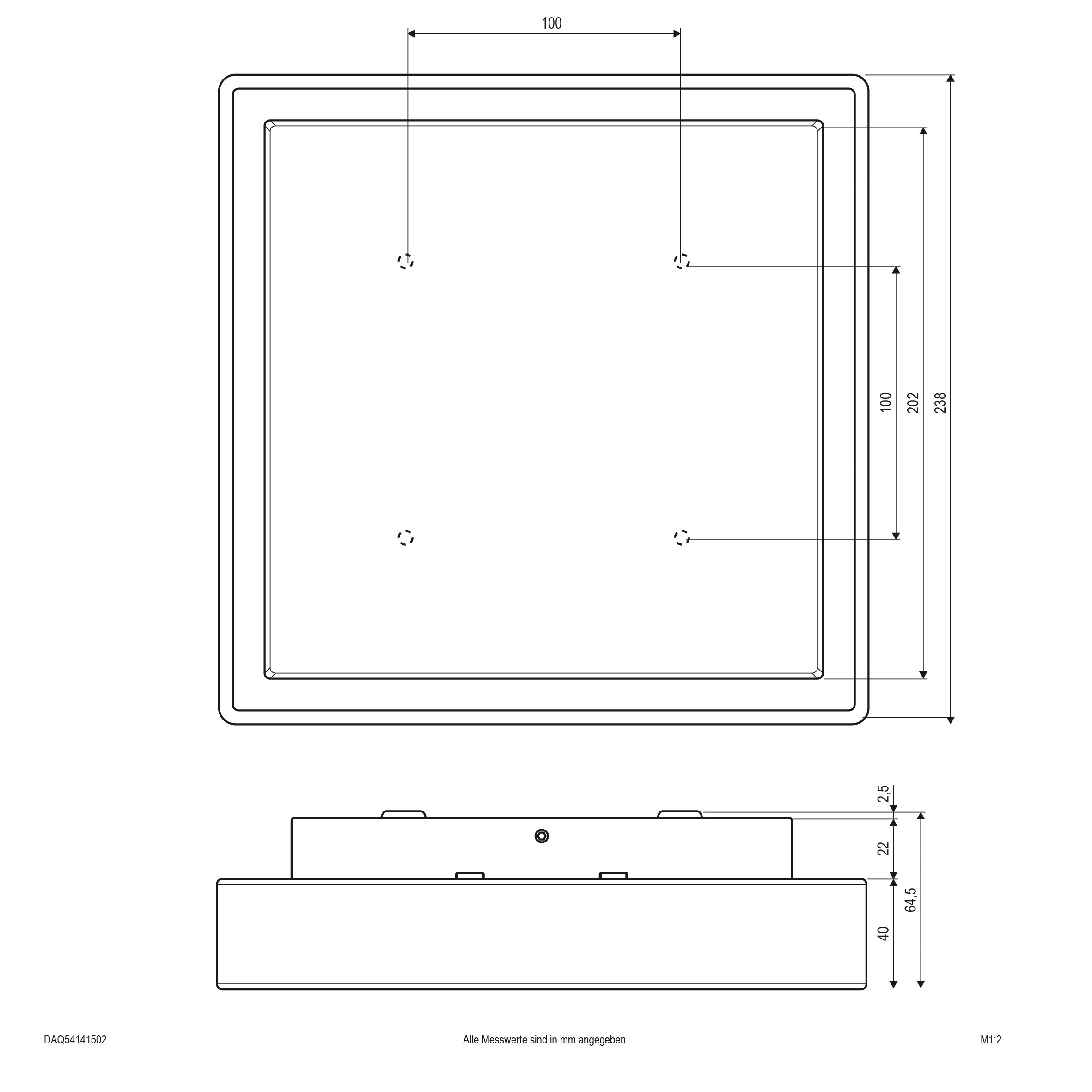 EVN LED Leuchte anthrazit viereckig 238x238x64mm 14W 3000K 1165lm >80° 100-240V IP54