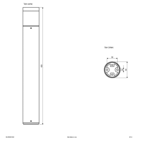 EVN LED Wegeleuchte anthrazit rund 90x650mm 9W 3000K 326lm 100-240V IP54