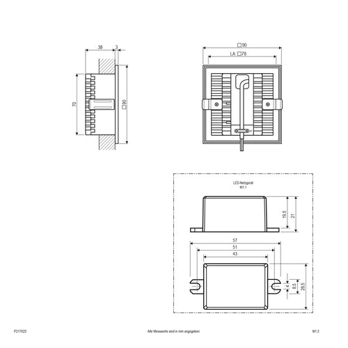 EVN LED Blendfreie Leuchte Silber viereckig 90x90x41mm 2,2W 3000K 150lm 100-240V IP20