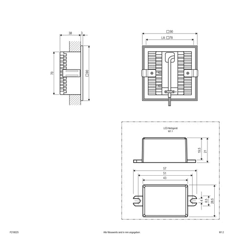 EVN LED Leuchte Silber viereckig 90x90x41mm 2,2W 3000K 150lm 100-240V IP20