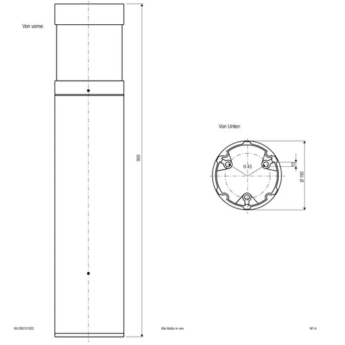 EVN LED Wegeleuchte anthrazit rund 160x900mm 10W 3000K 462lm 110-240V IP65