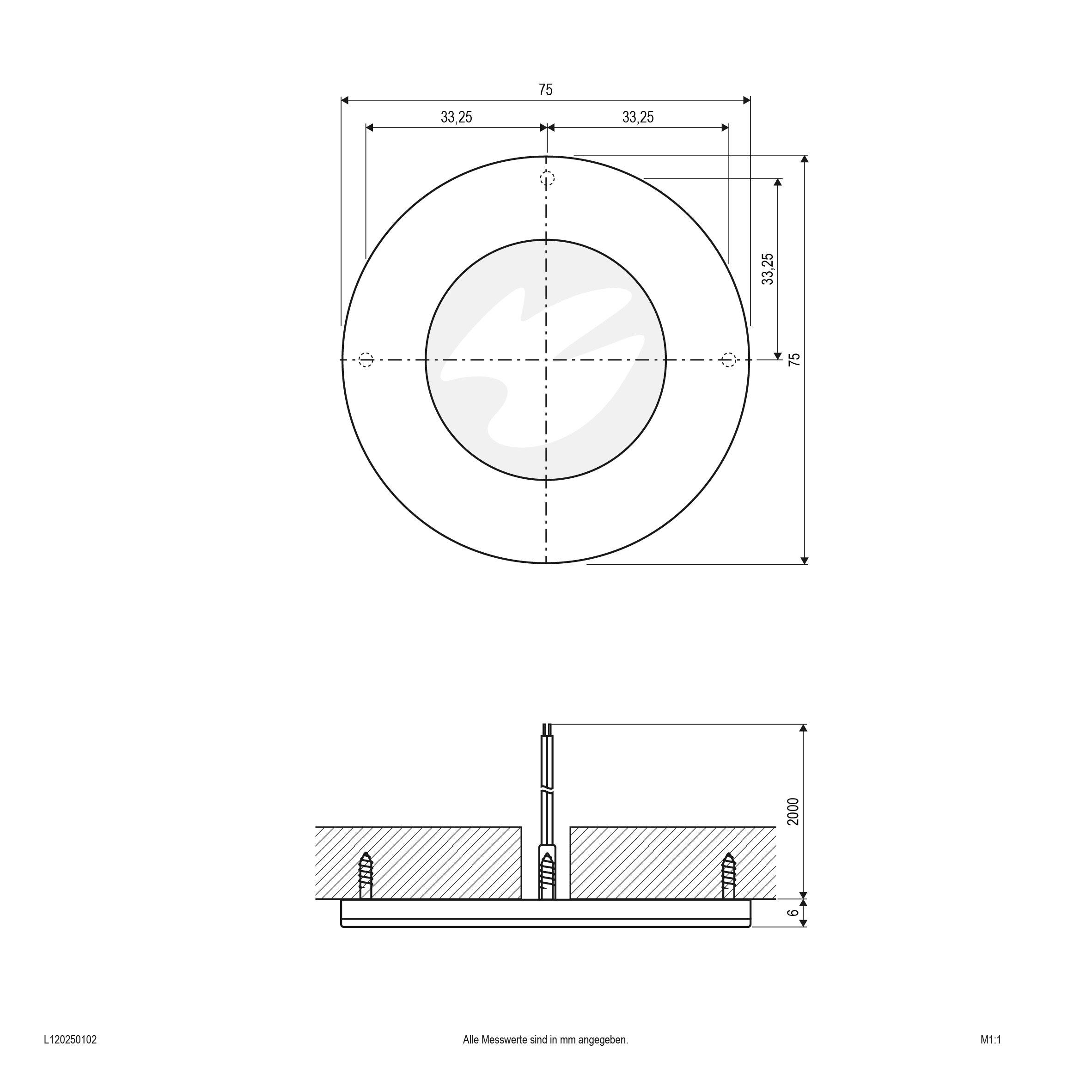 EVN LED Leuchte weiß rund 75x6mm 2,5W 3000K 100lm >80° 12V IP20