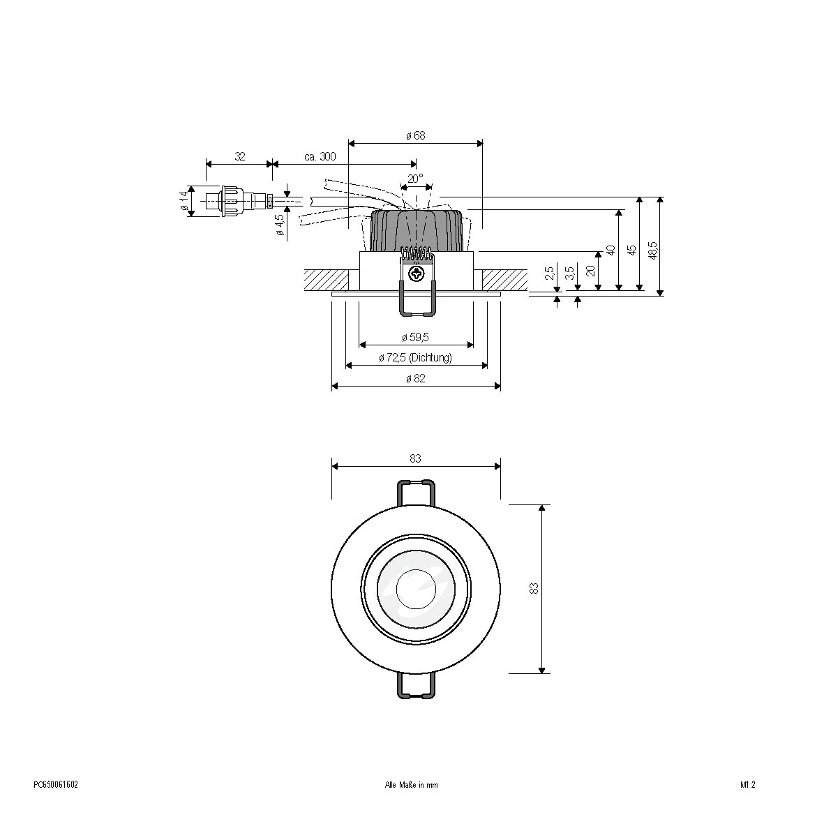 EVN Power-LED Leuchte anthrazit schwenkbar rund 83x48,5mm 6W 3000K 620lm 21-40° IP65