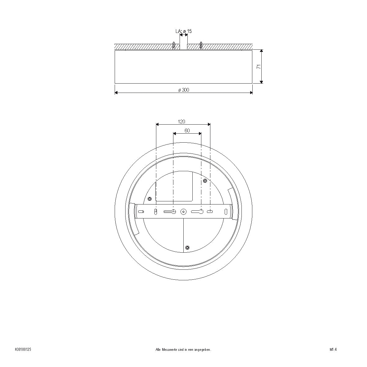 EVN LED Leuchte weiß rund 300x71mm 18W 3000 bis 5700K 1584lm >80° 200-240V IP54