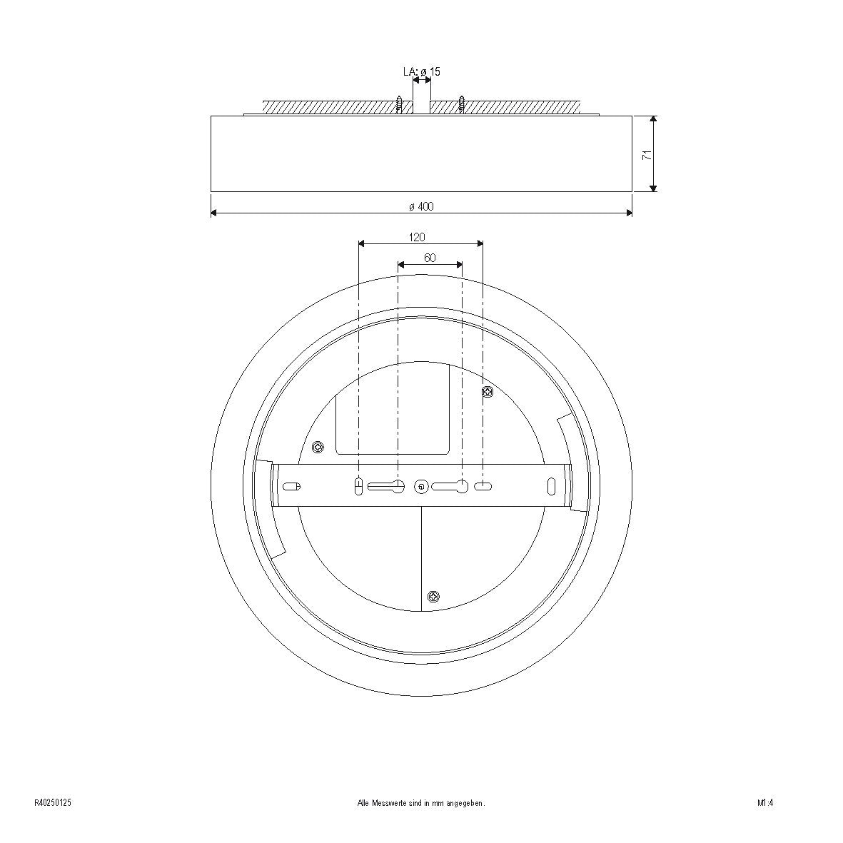 EVN LED Leuchte weiß rund 400x71mm 25W 3000 bis 5700K 2350lm >80° 200-240V IP54