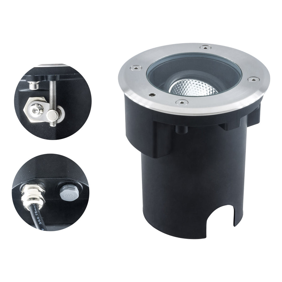 EVN LED Bodeneinbauleuchte Edelstahl Optik justierbar rund 135x115mm 7W 4000K 393lm 21-40° 220-240V IP67