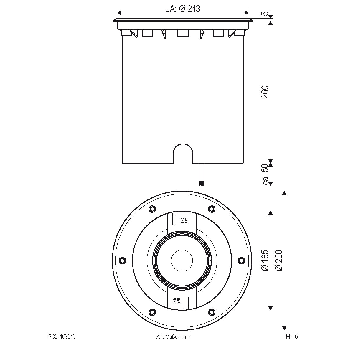 EVN LED Bodeneinbauleuchte Edelstahl Optik justierbar rund 260x227mm 36W 4000K 3200lm 21-40° 110-240V IP67