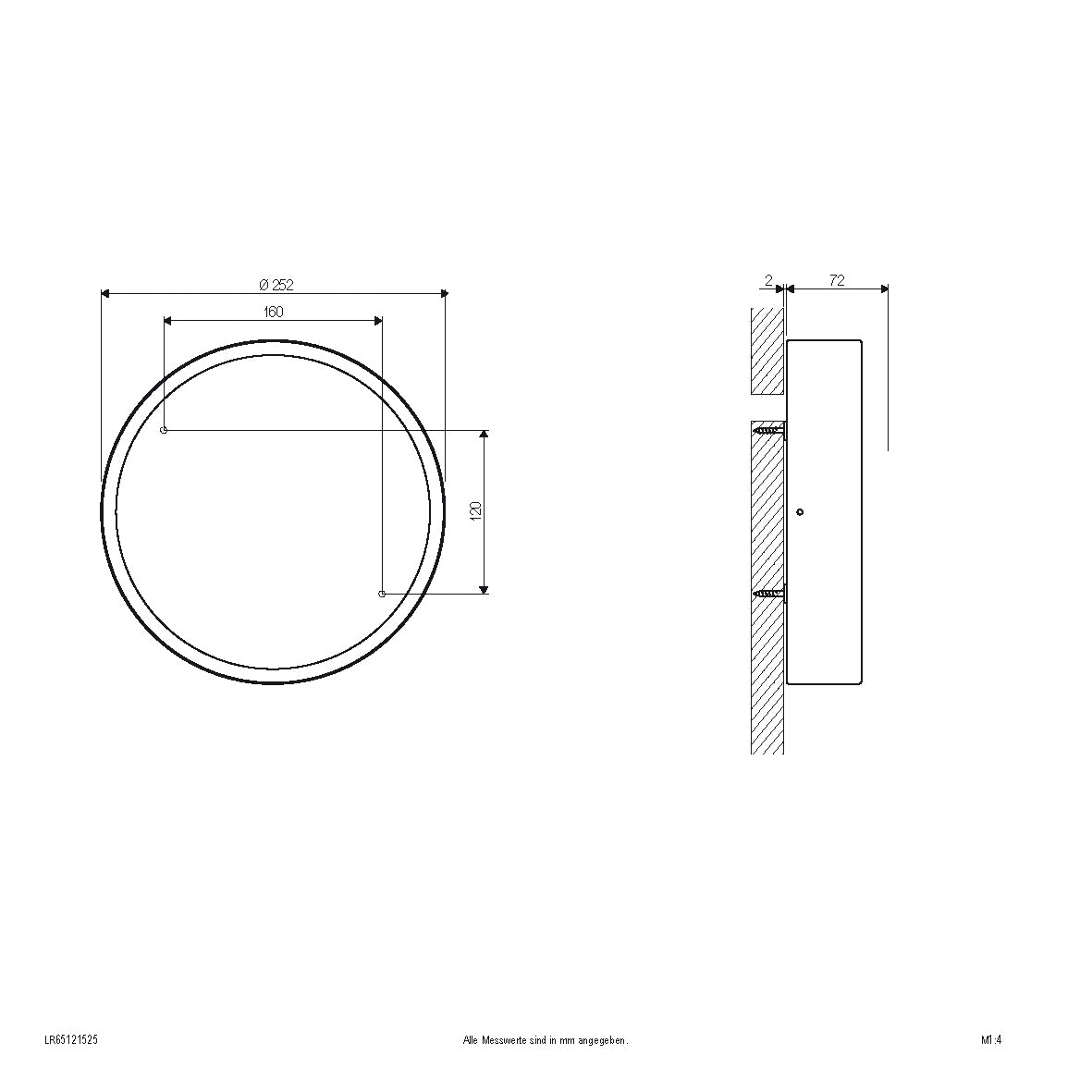 EVN LED Leuchte anthrazit rund 252x59mm 12W 3000 bis 5700K 1200lm >80° 200-240V IP65