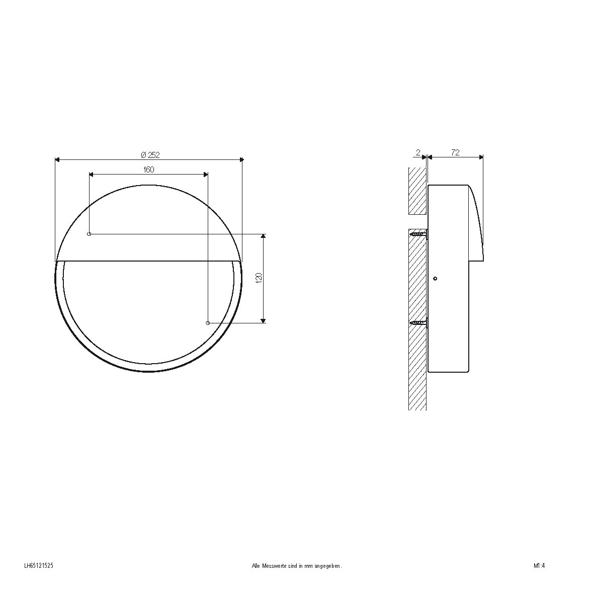 EVN LED Leuchte anthrazit rund 252x74mm 12W 3000 bis 5700K 1100lm >80° 200-240V IP65
