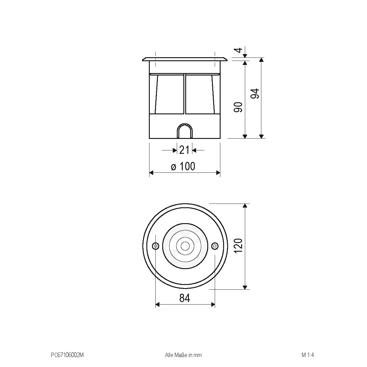 EVN LED Bodeneinbauleuchte Edelstahl Optik rund 120x94mm 6W 3000K 349lm 41-80° 100-240V IP67