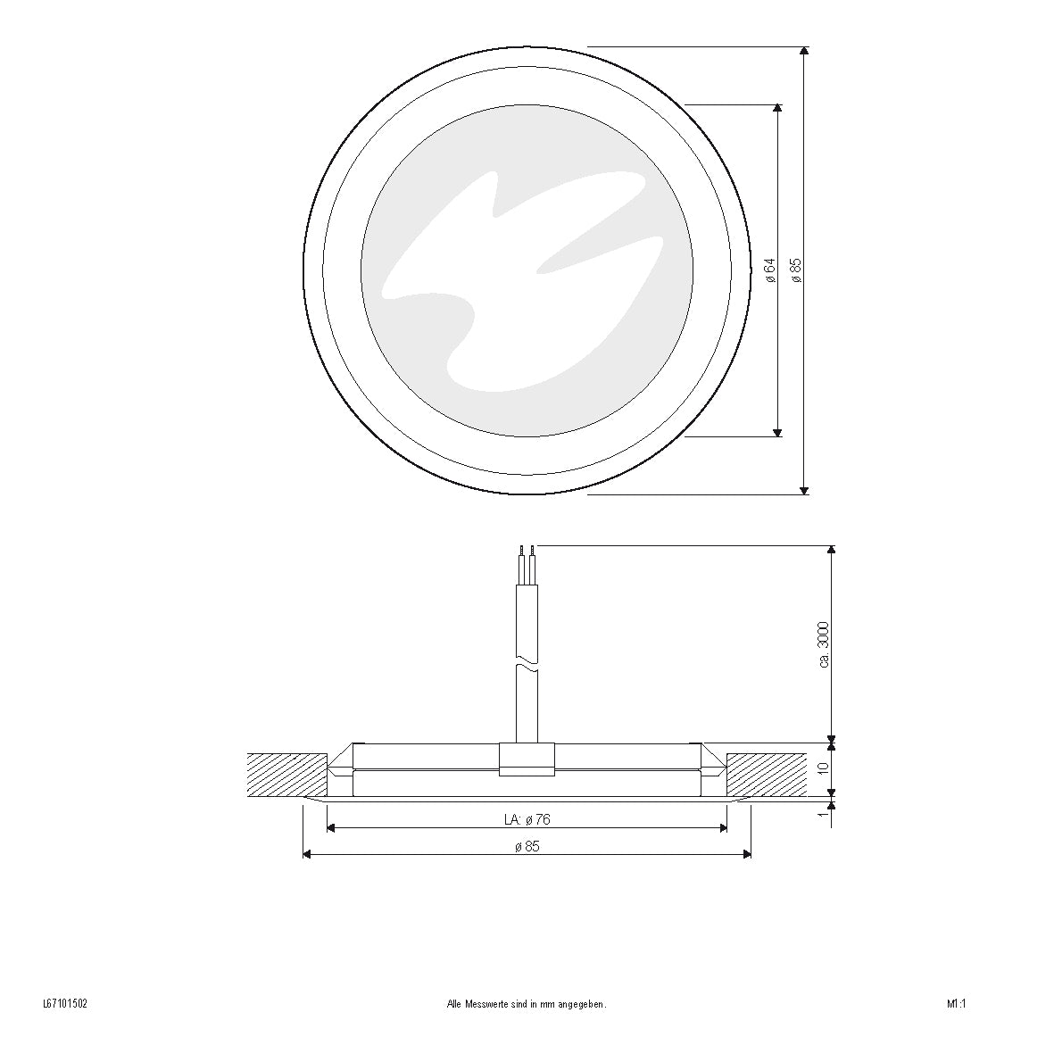 EVN LED Bodeneinbauleuchte Edelstahl Optik rund 85x15mm 1,5W 3000K 108lm >80° 12V IP67