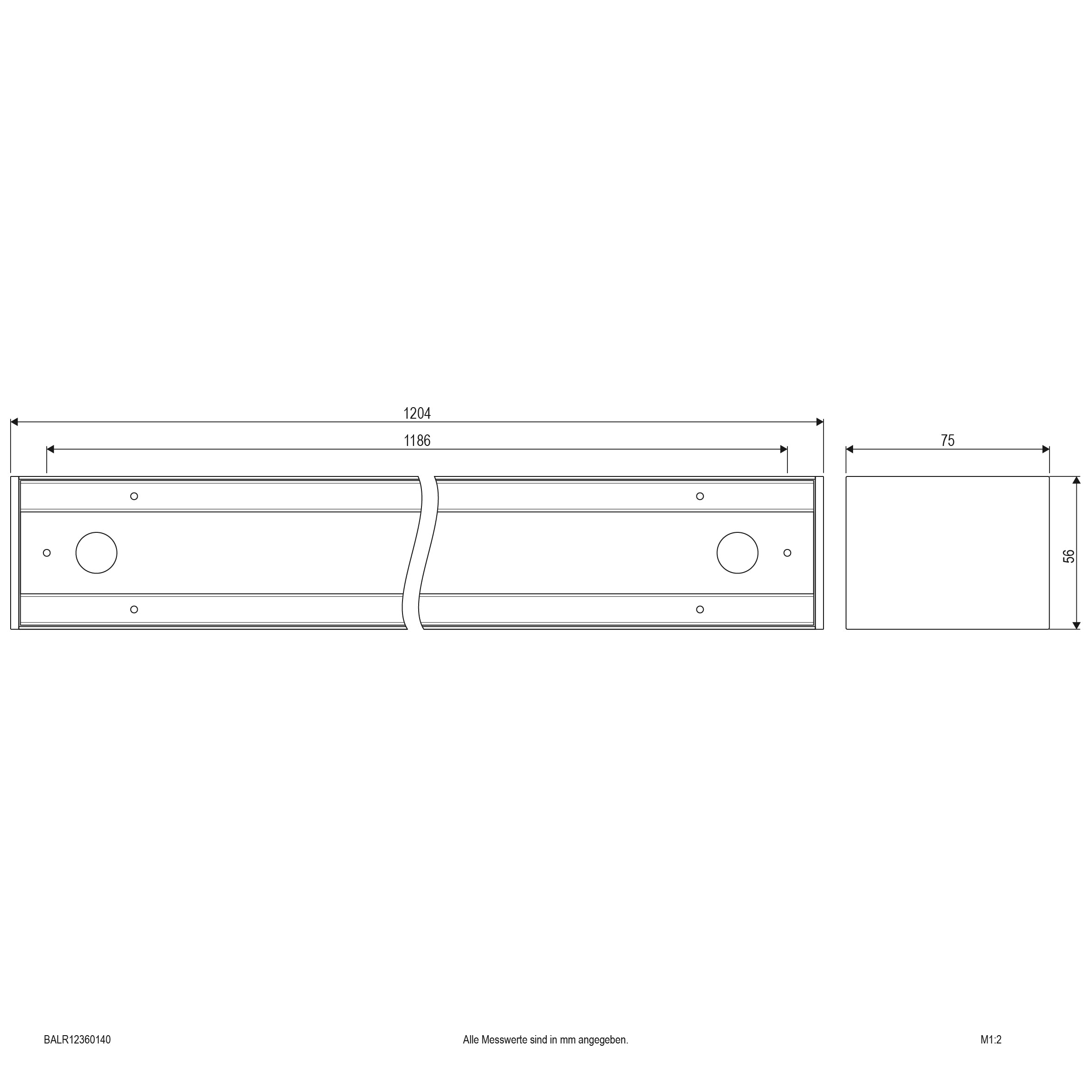 EVN LED Leuchte weiß rechteckig 1204x56x75mm 36W 4000K 3825lm 41-80° 220-240V IP20