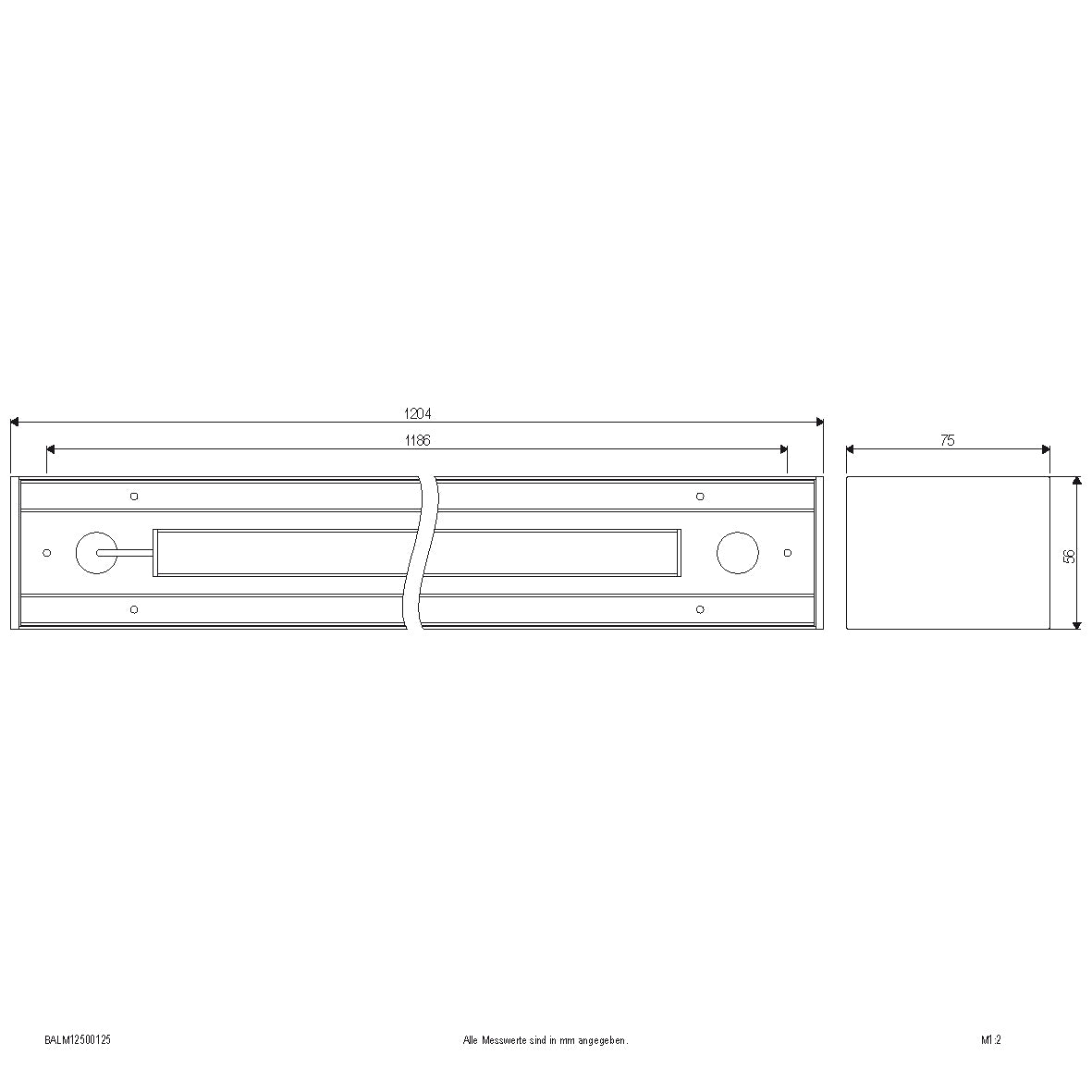 EVN LED Anbauleuchte weiß rechteckig 1204x56x75mm 50W 3000 bis 5700K 5250lm >80° 220-240V IP20