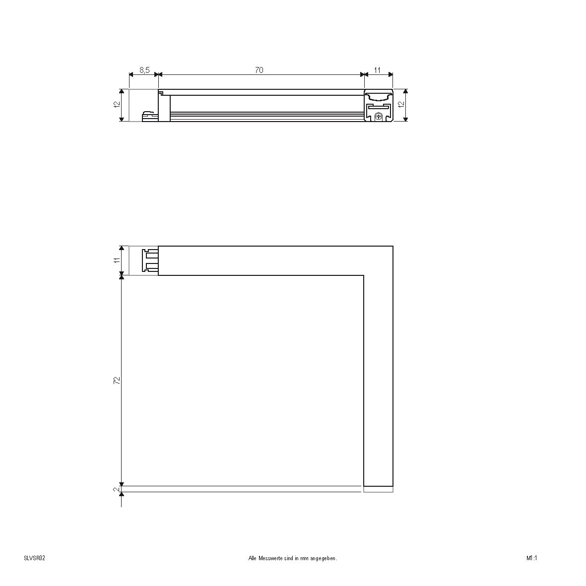 EVN LED Bordo Leuchte Aluminium Ecke rechts 91x85x12mm 2W 3000K 146lm >80° 24V IP20