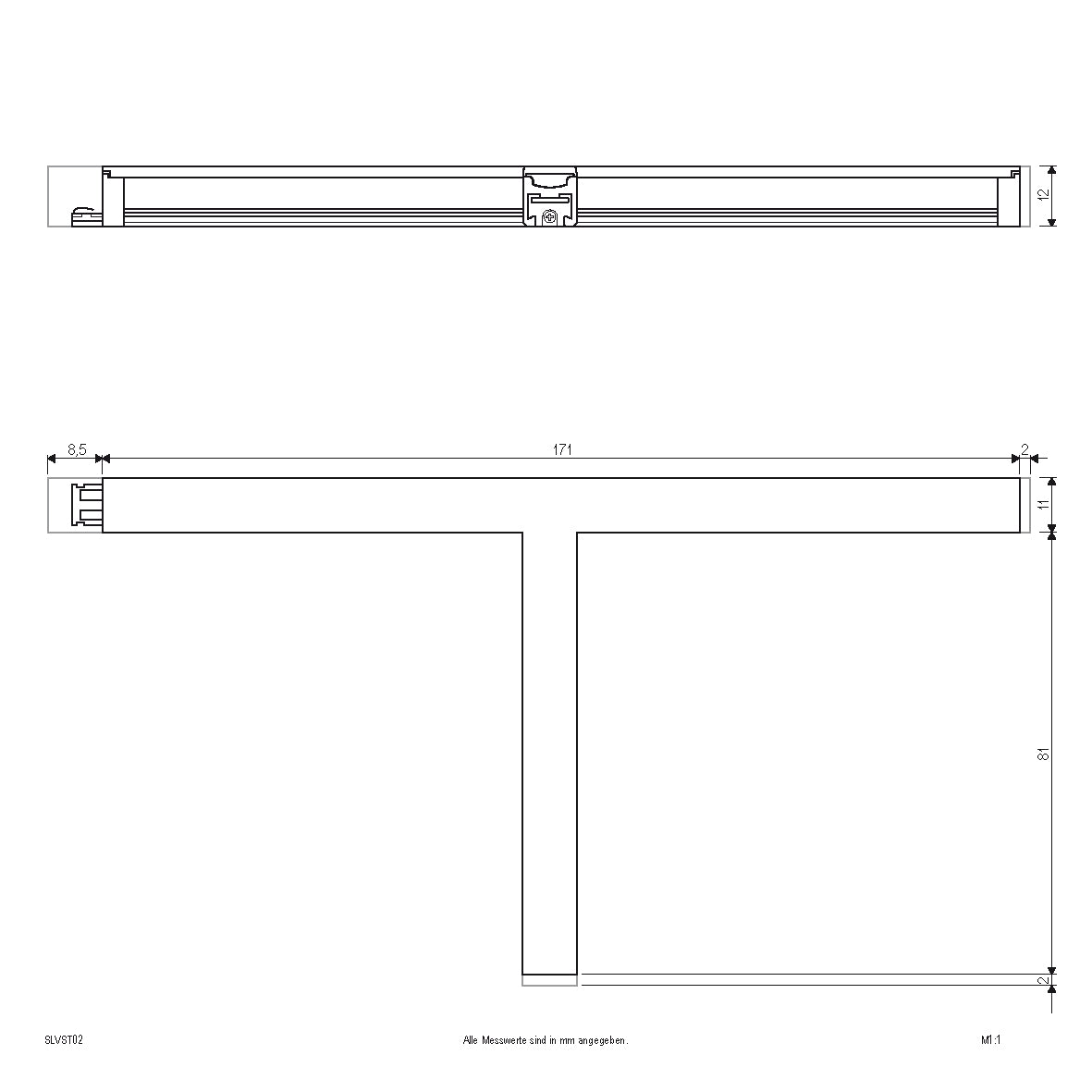 EVN LED Bordo Leuchte Aluminium T-Stück 181x94x12mm 3W 3000K 234lm >80° 24V IP20