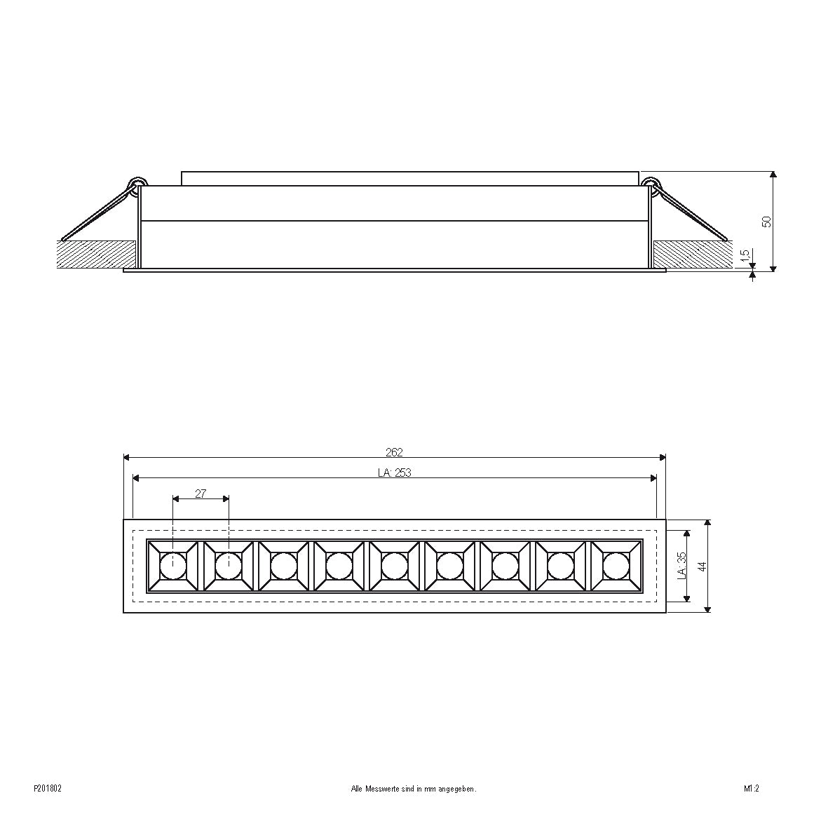 EVN LED Leuchte weiß rechteckig 262x44x50mm 15W 3000K 1500lm 41-80° 200-240V IP20
