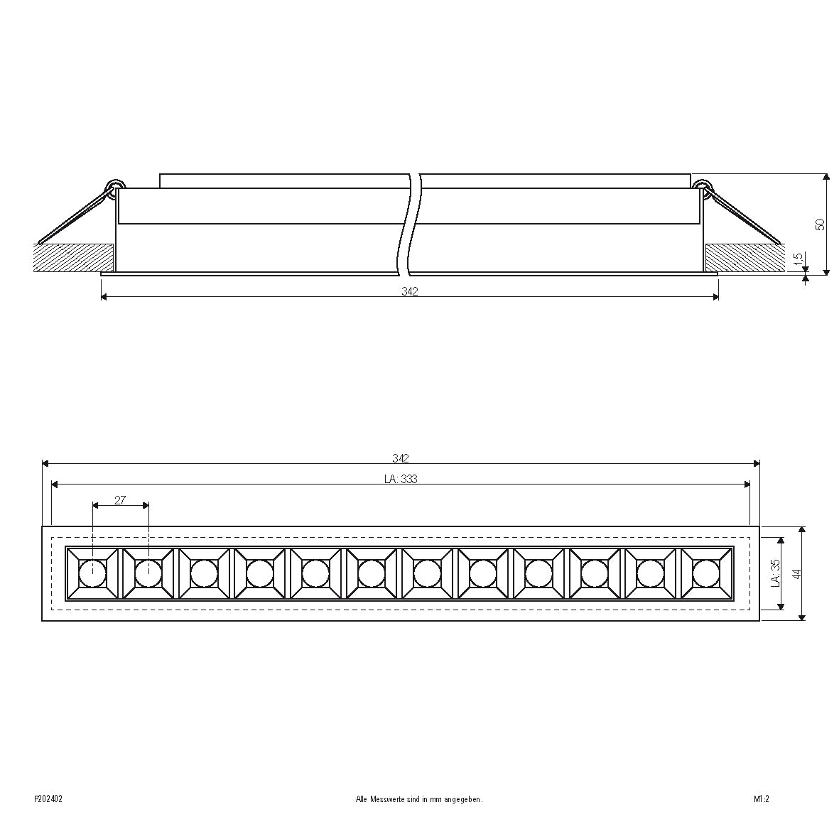 EVN LED Leuchte weiß rechteckig 342x44x50mm 20W 3000K 2000lm 41-80° 200-240V IP20
