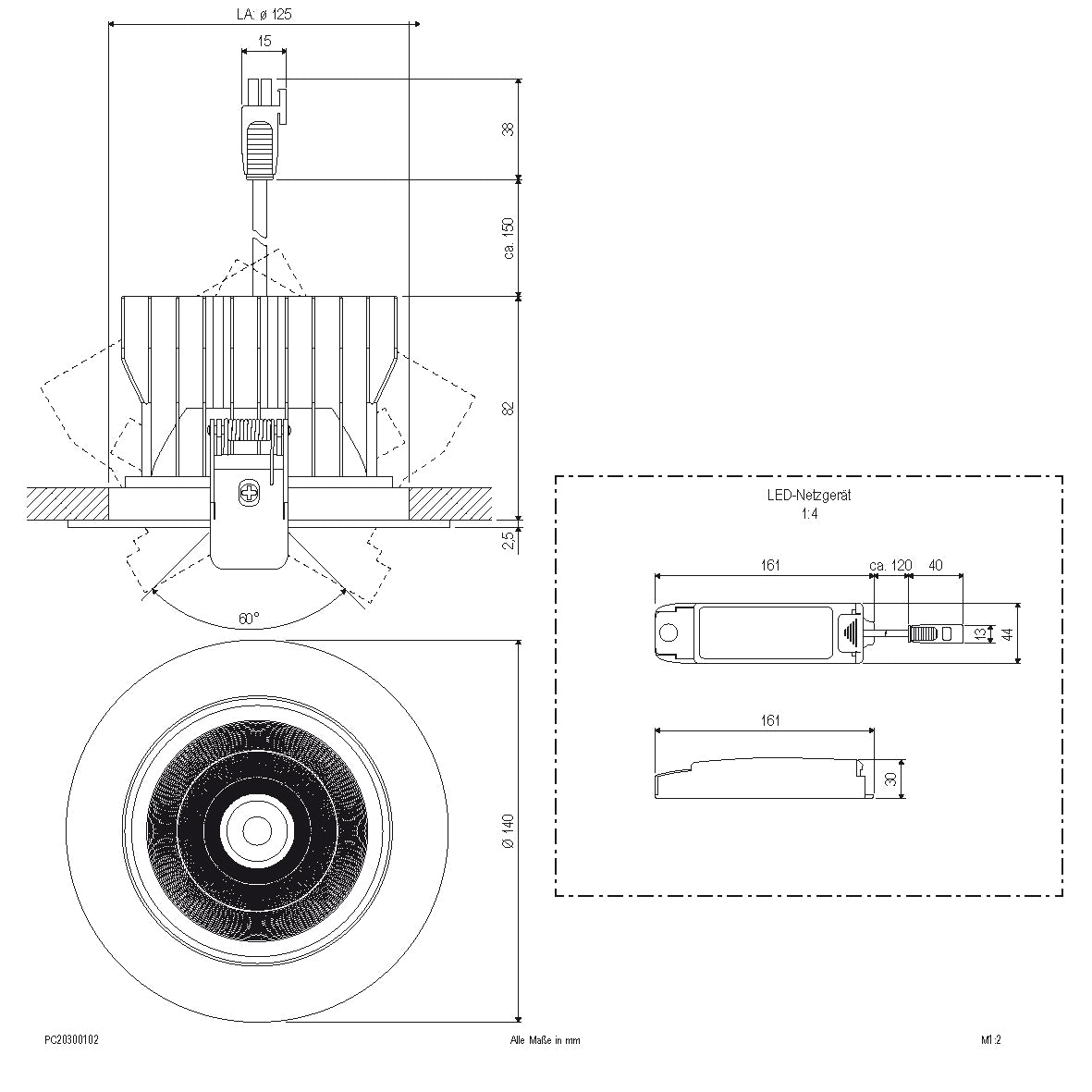 EVN Power-LED Leuchte weiß schwenkbar rund 140x88mm 27W 3000K 3072lm 41-80° 200-240V IP20