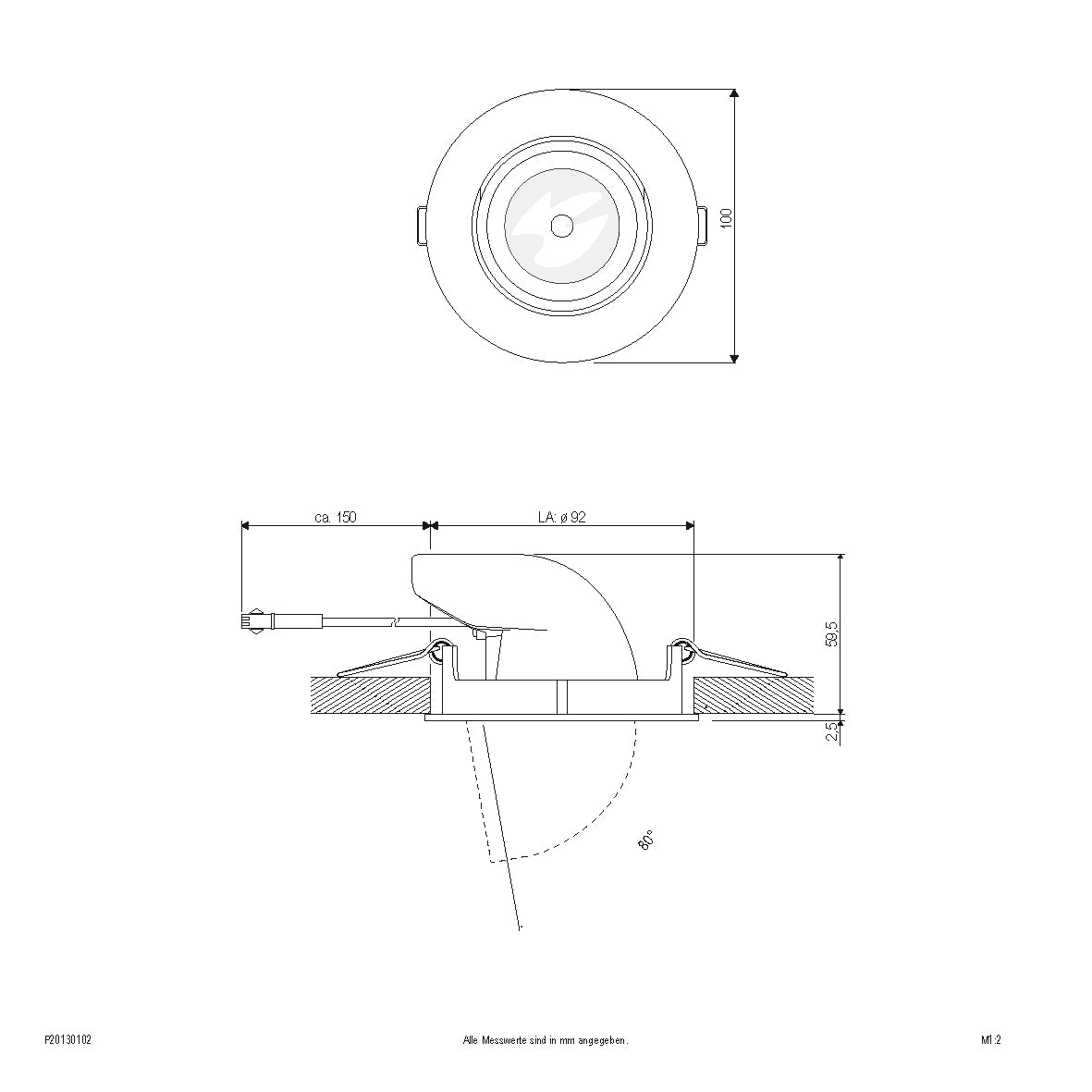 EVN LED Leuchte weiß schwenkbar drehbar rund 100x62mm 10W 3000K 983lm 21-40° 200-240V IP20