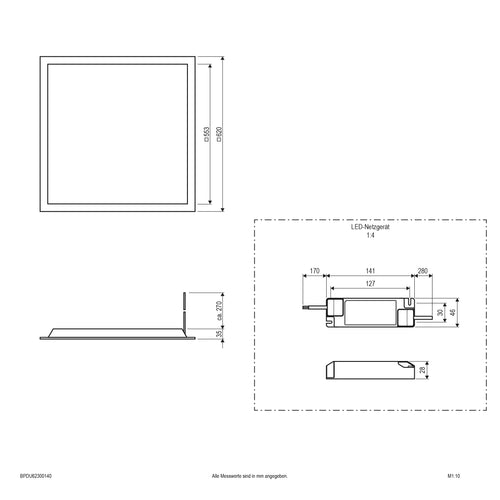EVN LED Panel inkl.Netzgerät(DALI) weiß viereckig 622x622x35mm 30W 4000K >80° 200-240V IP20