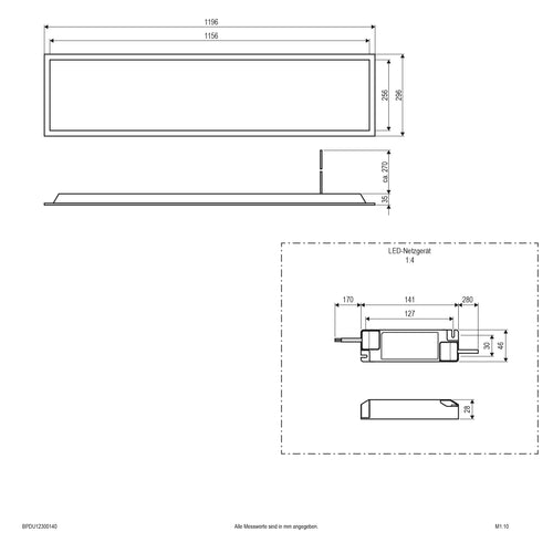 EVN LED Panel inkl.Netzgerät(DALI) weiß rechteckig 1196x296x35mm 30W 4000K >80° 200-240V IP20