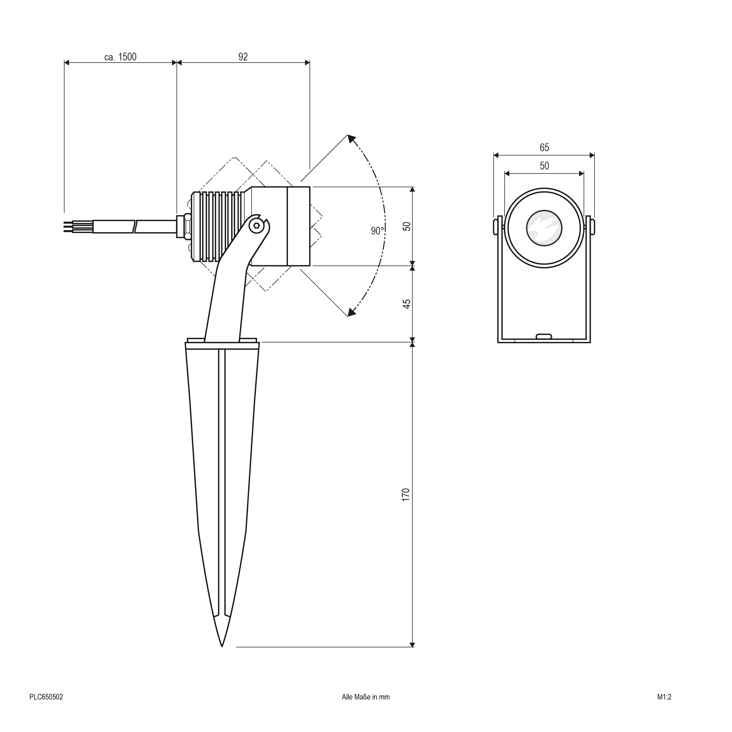 EVN LED Spot anthrazit schwenkbar drehbar rund 50x95mm 5W 3000K 350lm 21-40° 220-240V IP65 mit Erdspieß