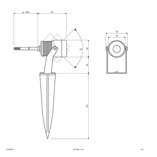 EVN LED Spot anthrazit schwenkbar drehbar rund 50x95mm 5W 3000K 350lm 21-40° 220-240V IP65 mit Erdspieß