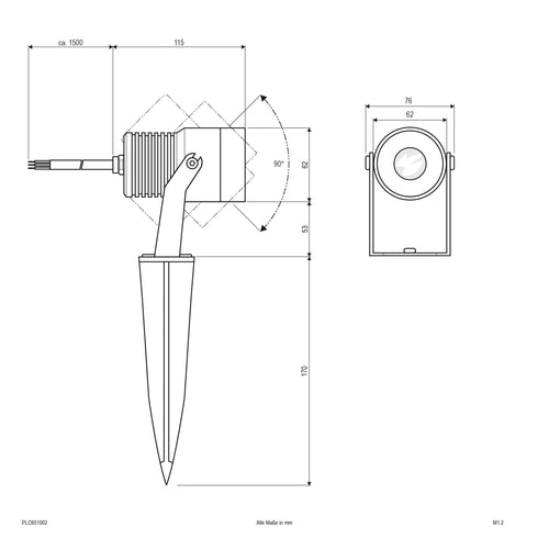 EVN LED Spot anthrazit schwenkbar drehbar rund 62x115mm 10W 3000K 700lm 21-40° 220-240V IP65 mit Erdspieß