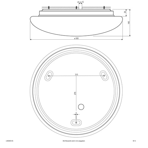 EVN LED Leuchte weiß rund 500x145mm 40W 3000 bis 6000K 4250lm >80° 220-240V IP44