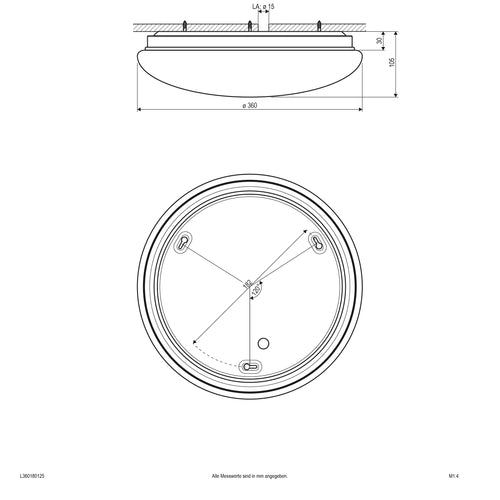 EVN LED Leuchte weiß rund 360x105mm 18W 3000 bis 6000K 1386lm >80° 220-240V IP44
