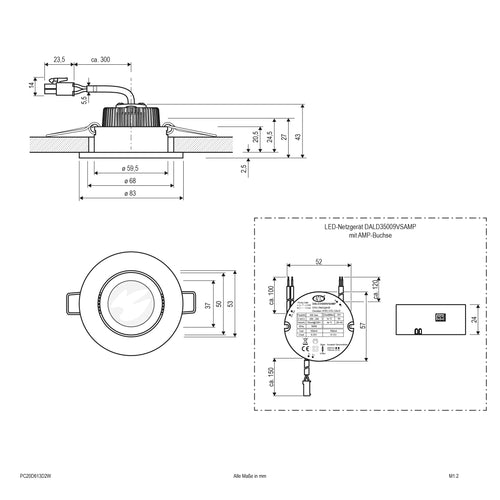 EVN LED Leuchte Edelstahl Optik schwenkbar rund 83x43mm 6W 2000-3000K 60 bis 600lm 21-40° 200-240V IP20