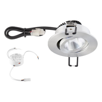 EVN LED Leuchte Aluminium poliert schwenkbar rund 83x43mm 6W 2000-3000K 60 bis 600lm 21-40° 200-240V IP20
