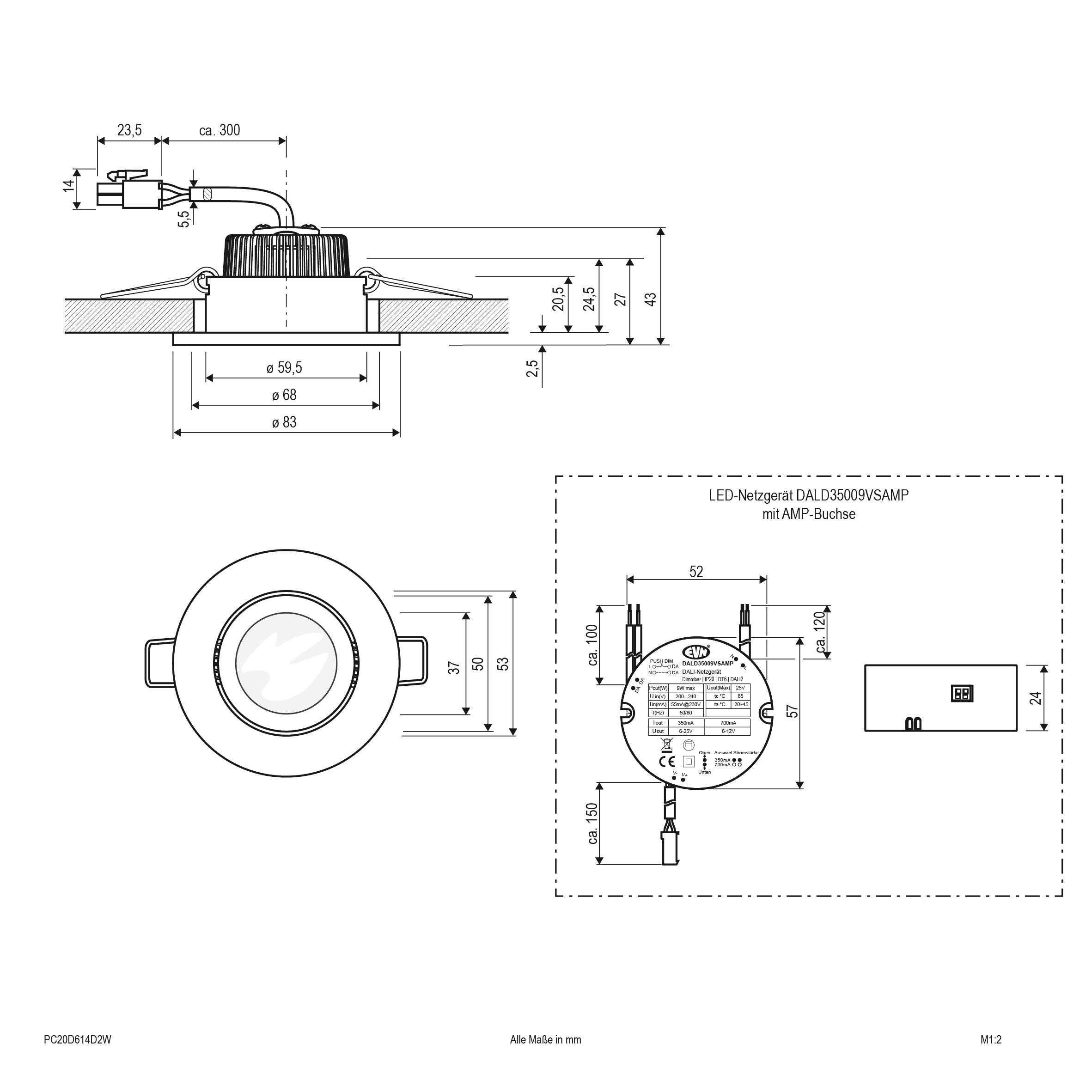 EVN LED Leuchte Aluminium poliert schwenkbar rund 83x43mm 6W 2000-3000K 60 bis 600lm 21-40° 200-240V IP20