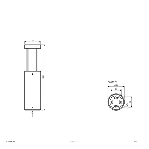 EVN LED Wegeleuchte anthrazit rund 90x350mm 7W 3000K 355lm >80° 220-240V IP54