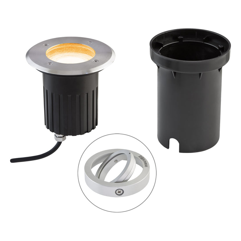 EVN LED Bodeneinbauleuchte Edelstahl Optik schwenkbar rund 135x145mm 4,6W 3000K 370lm 21-40° 230V IP67