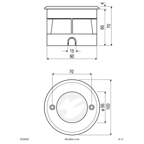 EVN LED Bodeneinbauleuchte anthrazit rund 100x70mm 2,5W 3000K 90lm >80° 100-240V IP67