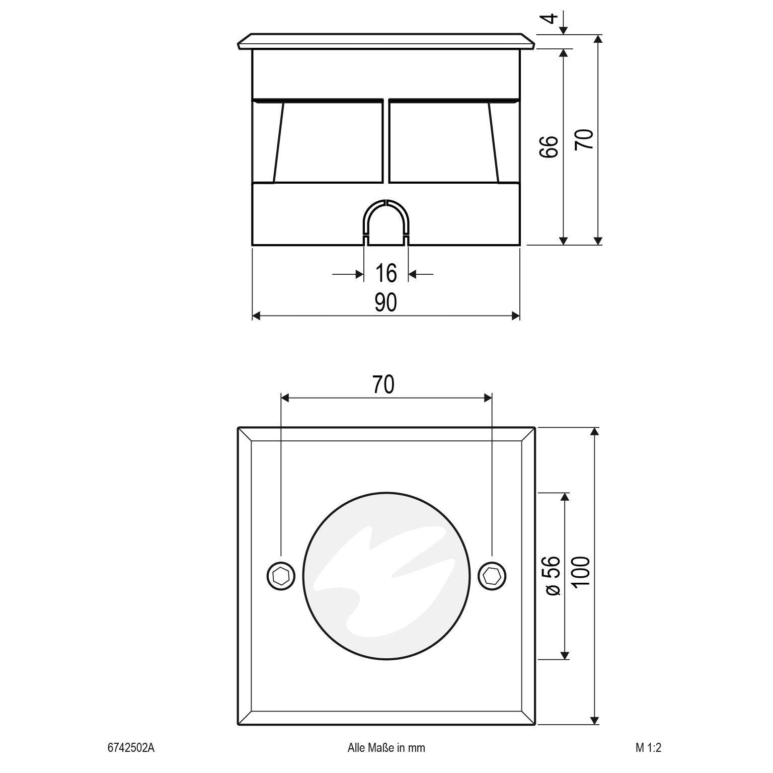 EVN LED Bodeneinbauleuchte anthrazit viereckig 100x100x70mm 2,5W 3000K 90lm >80° 100-240V IP67