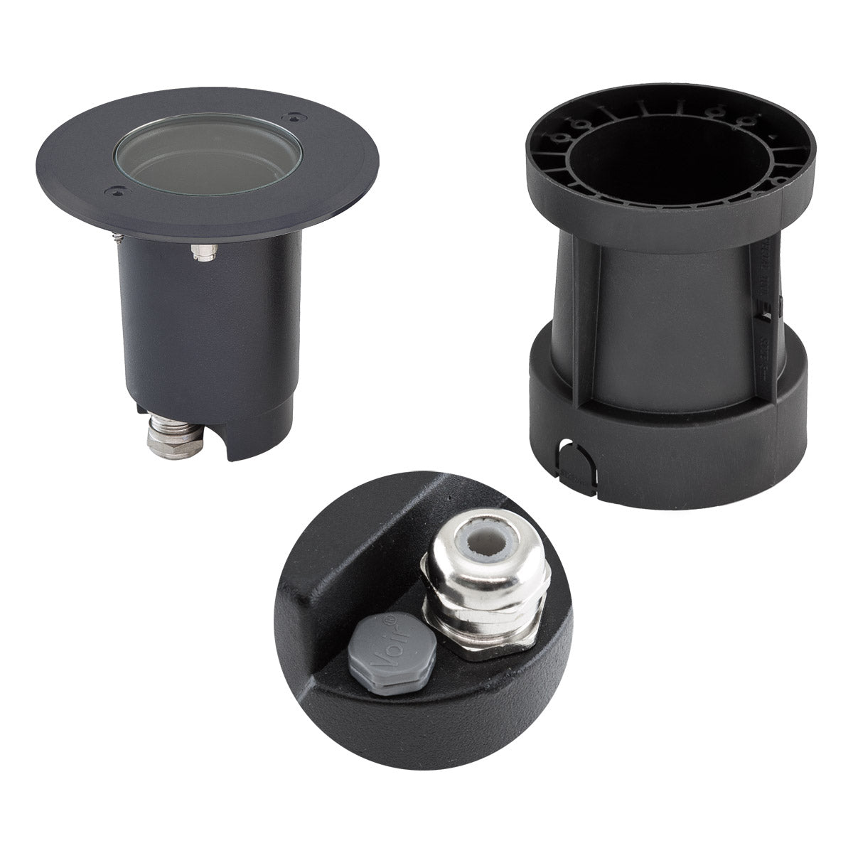 EVN Bodeneinbauleuchte mit Entlüftungsventil anthrazit schwenkbar rund 120x110mm 230V IP67