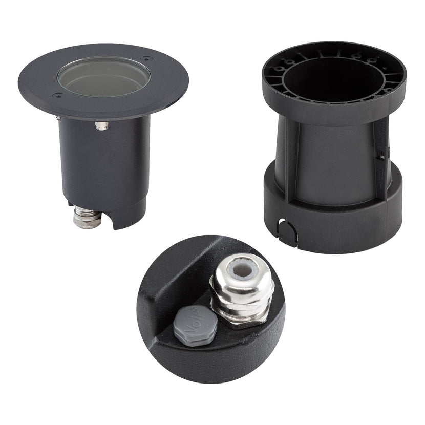EVN Bodeneinbauleuchte mit Entlüftungsventil anthrazit schwenkbar rund 120x110mm 230V IP67