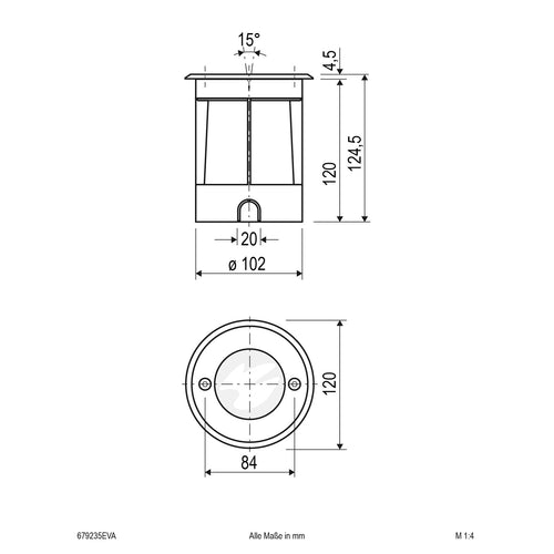 EVN Bodeneinbauleuchte mit Entlüftungsventil anthrazit schwenkbar rund 120x110mm 230V IP67
