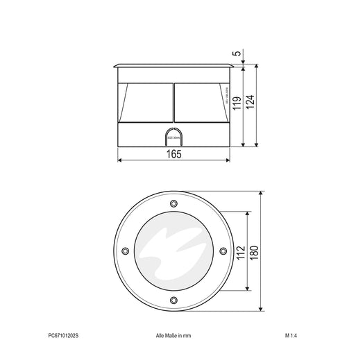 EVN LED Bodeneinbauleuchte Edelstahl Optik rund 180x125mm 12W 3000K 1052lm 5-10° 110-240V IP67