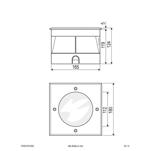EVN LED Bodeneinbauleuchte Edelstahl Optik viereckig 180x180x125mm 12W 3000K 1100lm 41-80° 110-240V IP67