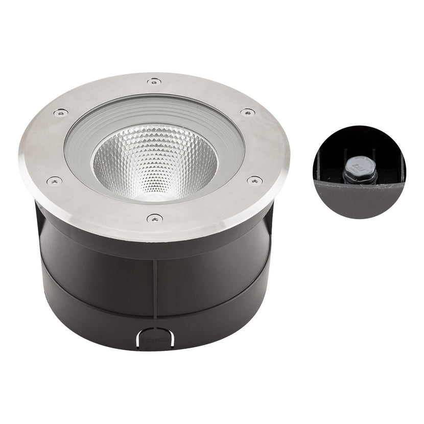 EVN LED Bodeneinbauleuchte Edelstahl Optik rund 220x135mm 24W 3000K 1602lm 5-10° 110-240V IP67