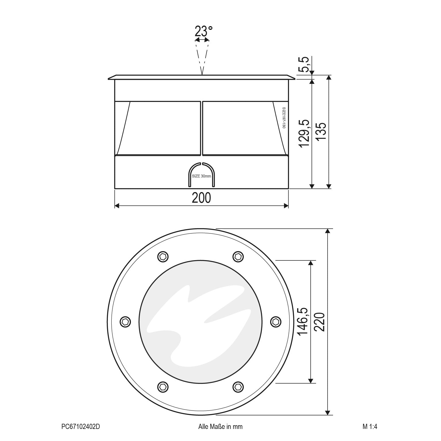 EVN LED Bodeneinbauleuchte Edelstahl Optik rund 220x135mm 24W 3000K 1696lm 21-40° 220-240V IP67